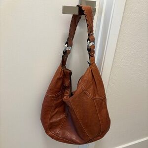 Fossil slouchy brown leather hobo bag - as is